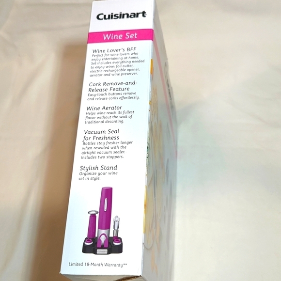 New Cuisinart Wine Set Electric Wine Opener Aerator Vacuum Sealer Cutter - Picture 3 of 6